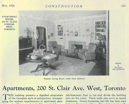 An article about 200 St. Clair Ave. West from Construction magazine -- May 1926. Click to view the full article (pdf).